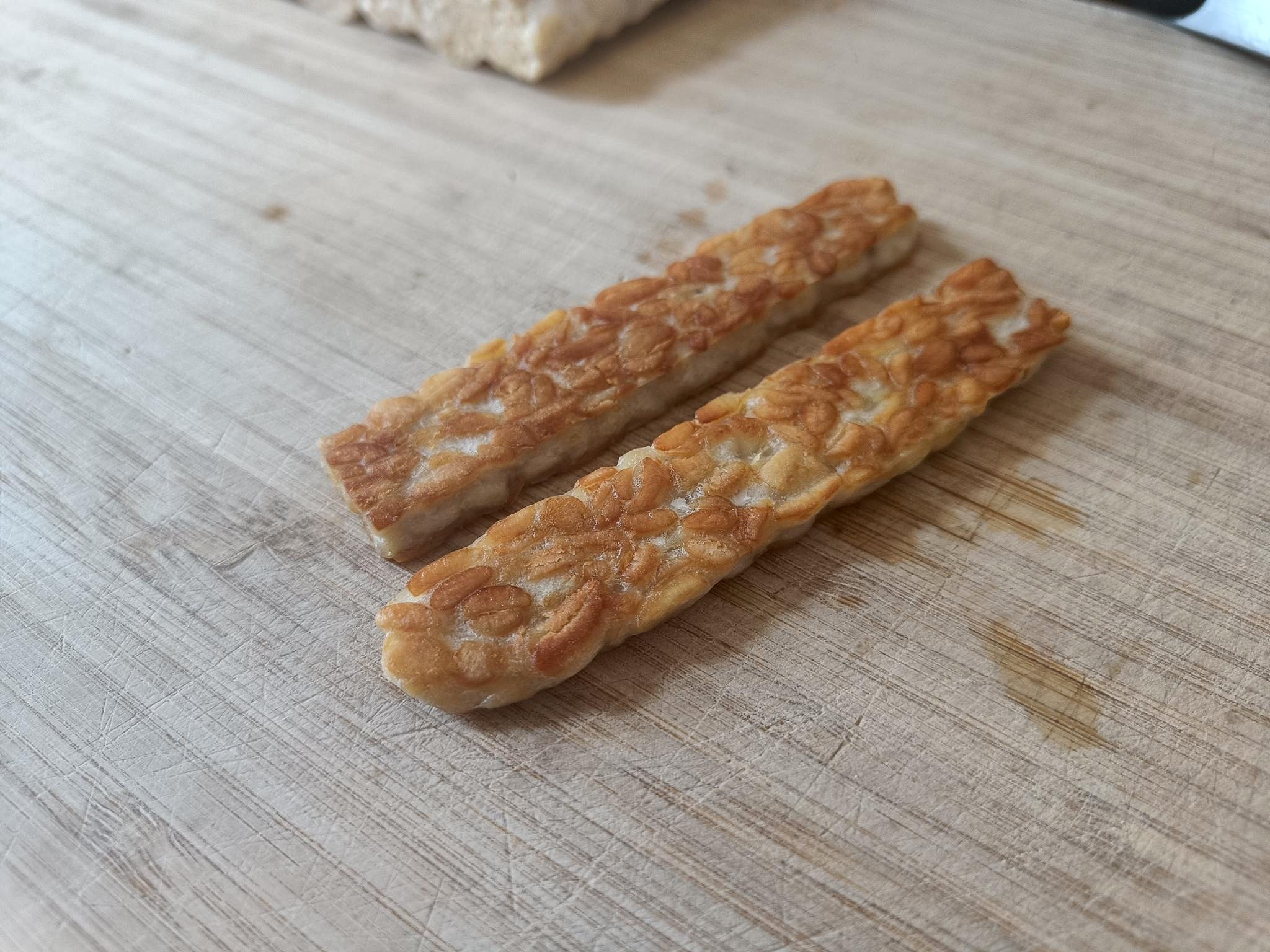 immaculate fried strips of tempeh